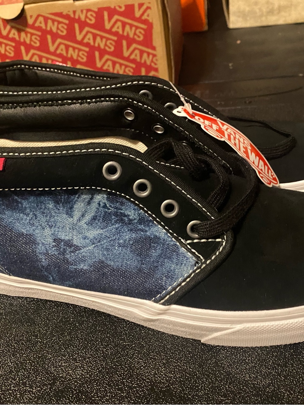 Vans Black and Blue Denim Low-Top Sneakers